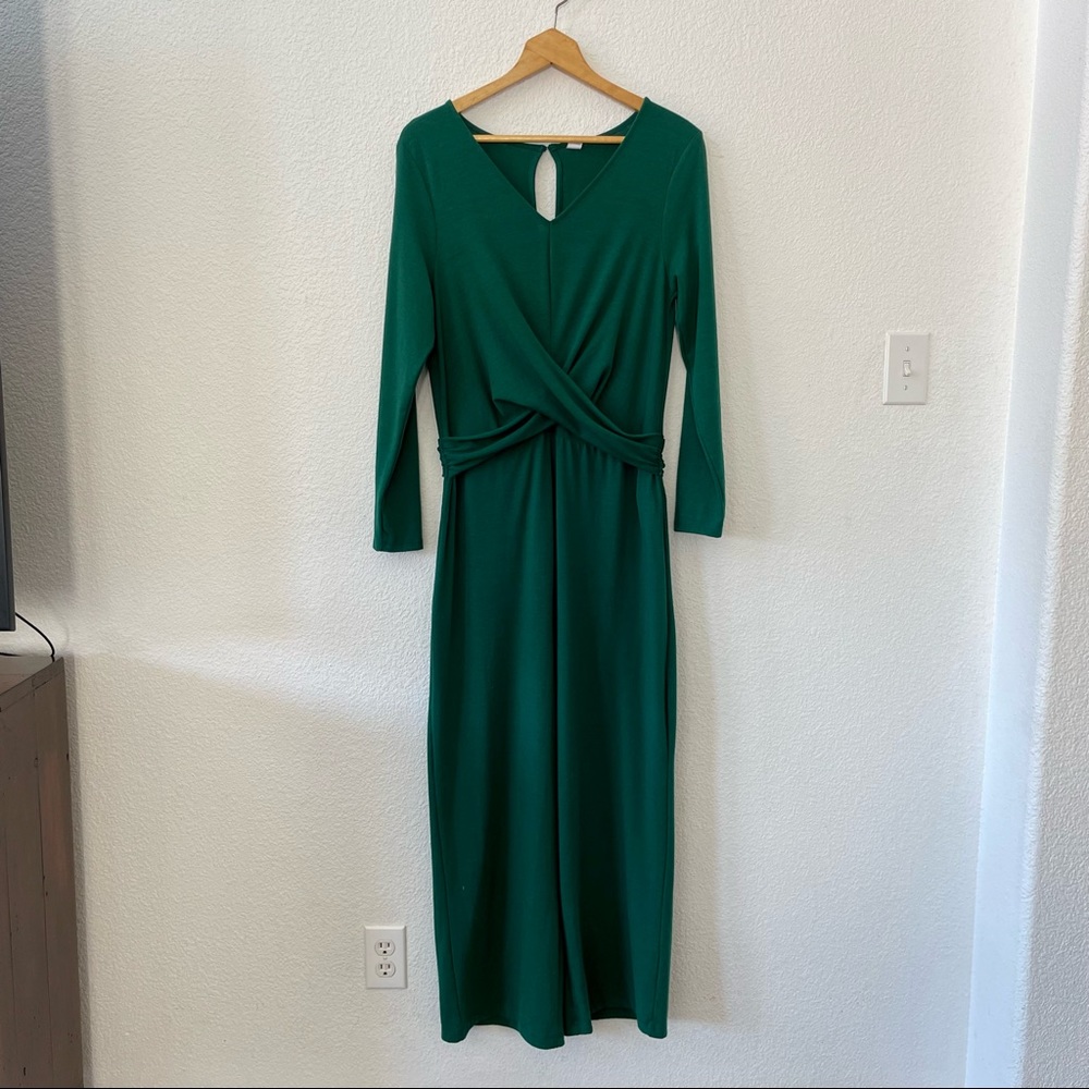 Old Navy Long Sleeve Knit Twist Jumpsuit Romper  Victorian Jade Green Size L